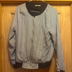 Striped Blue and White Striped Women's Jacket